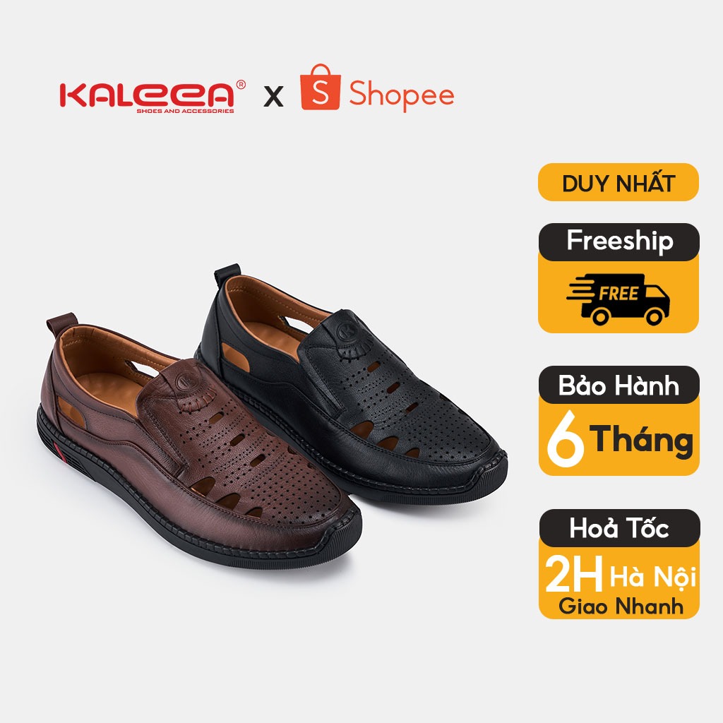 [𝐇𝐨𝐚̉ 𝐭𝐨̂́𝐜 𝐇𝐍] Giày Tây Nam Da Mềm Cao Cấp Thiết Kế Lỗ Thoáng Khí Nhẹ Êm Thoải Mái - Kaleea GN08