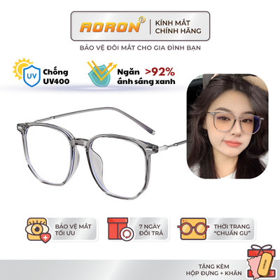 Gọng Kính Đa Giác Chống Ánh Sáng Xanh Nam Nữ AORON Khung Sợi Kim Loại Và Tr90 Đàn Hồi Tốt Có Thể Dùng Để Cắt Cận AK208