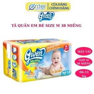(Hàng Chính Hãng) Tã Quần Trẻ Em Gwen Bỉm Quần Size M 38 Miếng Thấm Hút Tốt (Bé Từ 6 Đến 11 Kg)