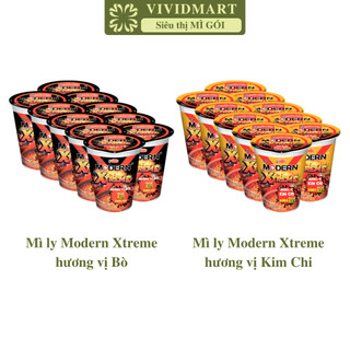   SET10LY -ACECOOK- Mì ly Modern Xtreme 2 vị: Bò Kim chi Mì ly Modern Xtrem ăn liền Mì ăn liền Modern Xtreme  65g ly  