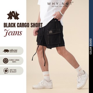 [Có Bigsize] - Quần Short Jean Nam Túi Hộp WHY.NOT CARGO SHORT Rộng Trên Gối- Quần Đùi, Quần Sooc Bò