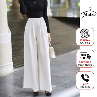 Quần tây lưng cao bản to xếp ly ống suông rộng vải Gold Nhật siêu rủ chống nhăn, 2 bản 93cm - 100cm