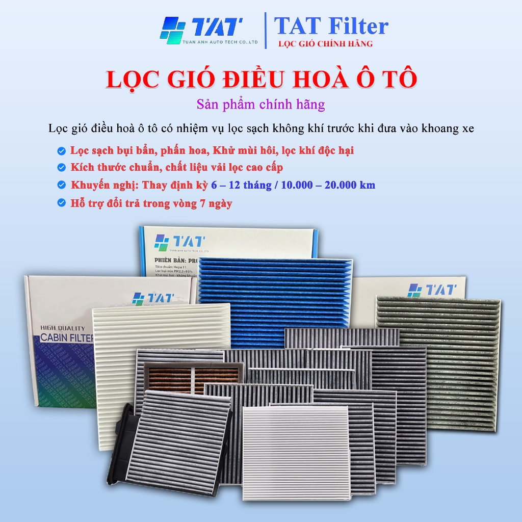 Lọc gió điều hoà ô tô, Lọc gió máy lạnh cao cấp TAT Filter