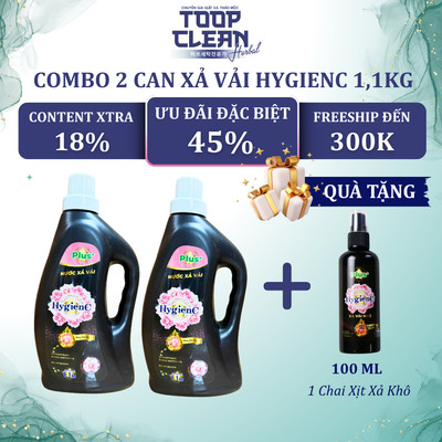 [Chính Hãng] Combo 2 Can Nước Xả Dưỡng Vải Hygienc Plus 1,1 Kg/Can Hương Nước Hoa Cao Cấp - Sản Xuất Tại Việt Nam