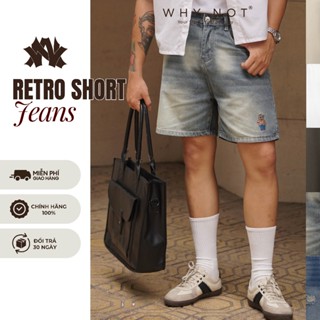 [Có Bigsize] - Quần Short Nam Jean WHY.NOT Retro Blue Jeans Form Trên Gối - Quần Đùi Nam Xanh Retro