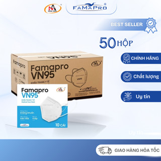  Khẩu trang y tế 5 lớp Nam Anh FAMAPRO VN95 nẹp mũi chống bụi mịn - Thùng 500 chiếc 