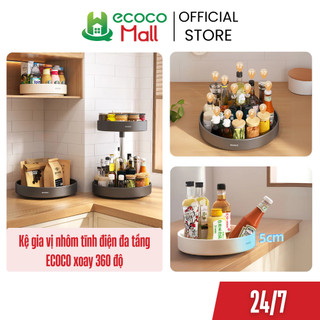  Kệ gia vị nhôm tĩnh điện ECOCO xoay 360 độ thông minh 2 và 3 tầng cao cấp Kệ để đồ nhà bếp đa năng thế hệ mới 