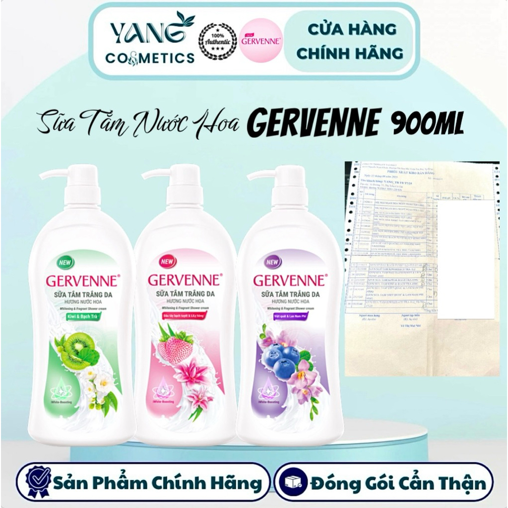 [Hàng Cty VAT] Sữa Tắm Sáng Da Gervenne Hương Nước Hoa 900G Mẫu Mới, Sữa Tắm Gervenne |yangcosmetics