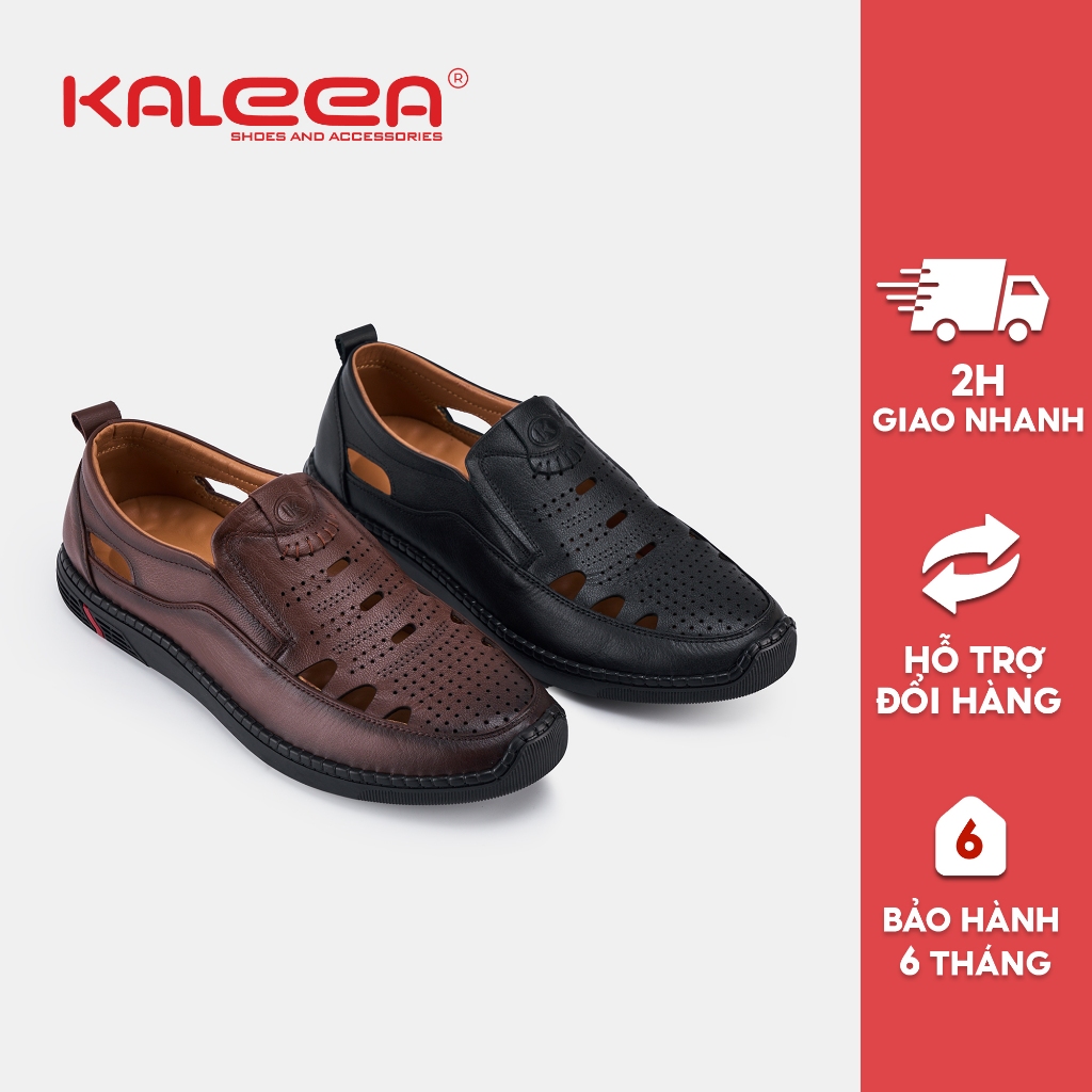 Giày Tây Nam Kaleea GN08 Da Mềm Cao Cấp Thiết Kế Lỗ Thoáng Khí Đế Bằng Chống Mỏi Chân