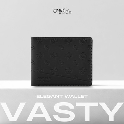 Ví Da PU Ngang Dập Chìm Monogram VASTY Nam Nữ Bóp Đựng Tiền Thẻ Nhiều Ngăn Trượt Nước | M STUDIO