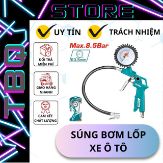  Súng bơm hơi lốp xe dùng khí nén TOTAL TAT11601 có đồng hồ đo áp suất nhiều đầu nối tiện lợi 