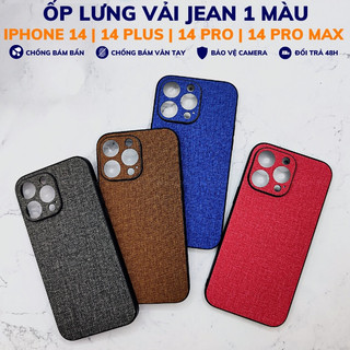 [xả hàng] Ốp lưng iphone 14 pro max ip 14 plus chống vân tay nhựa cứng viền dẻo đen vải jean 1 màu