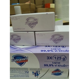  3 bánh xà bông Safeguard xanh tím 125g ,trắng hồng   chanh 115g 