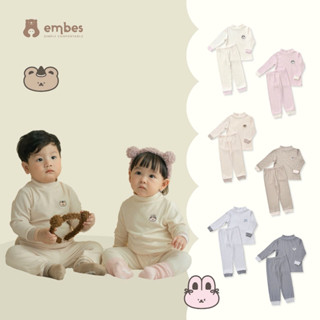 Bộ Dài Tay Cổ 3 Phân Embes Buddy, Bộ Thu Đông Hình In Ngực Chất Tăm Cho Bé Trai Bé Gái Size 8kg-18kg