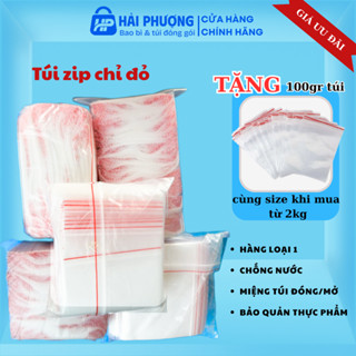 Túi Zip Chỉ Đỏ (0,5kg-1kg-2kg) đa dạng kích cỡ BAO BÌ HẢI PHƯỢNG, hàng loại 1, đầu zip kín đáo