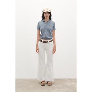 LIBÉ WORKSHOP - Quần jean dài ống loe lưng dưới rốn màu trắng