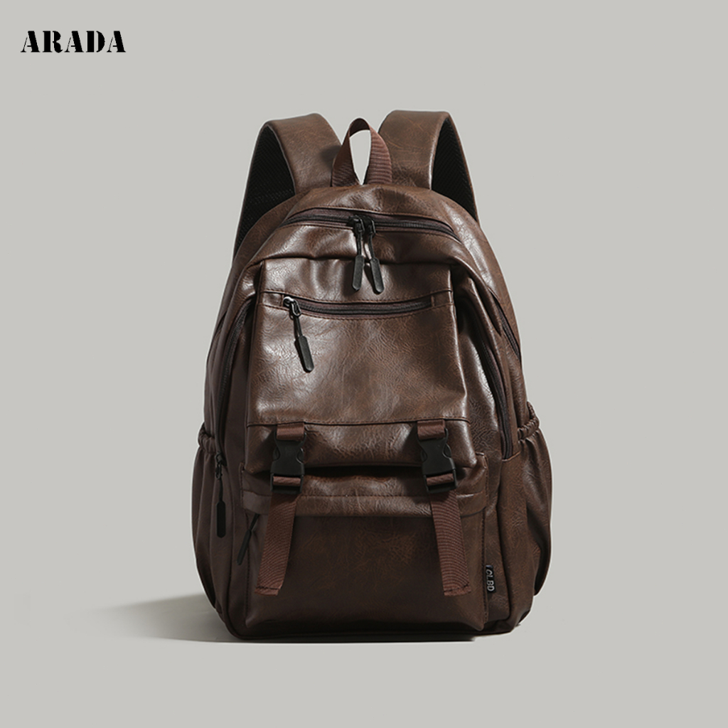 ARADA Ba lô nam không thấm nước máy tính xách tay ba lô 15,6 inch sinh viên đại học túi da PU