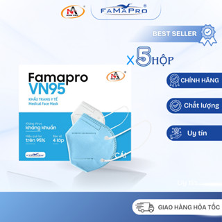   Combo 5 hộp  Khẩu trang y tế 5 lớp Nam Anh Famapro VN95  10 cái  hộp  