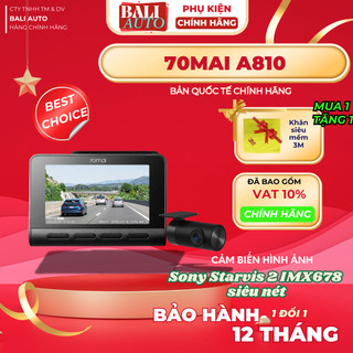  <Chính hãng> Camera hành trình 70mai A810 4K Ultra HD tích hợp GPS ADAS hỗ trợ cam Sau hỗ trợ 4G 