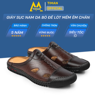  Giày nam sục sabo Timanvn SA18 chất liệu da bò quai ngang thiết kế mọi cao cấp bảo hành 5 năm 