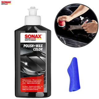 Wax đánh bóng sơn siêu bóng xe sơn đen sonax polish wax 250ml 296141 tặng khăn