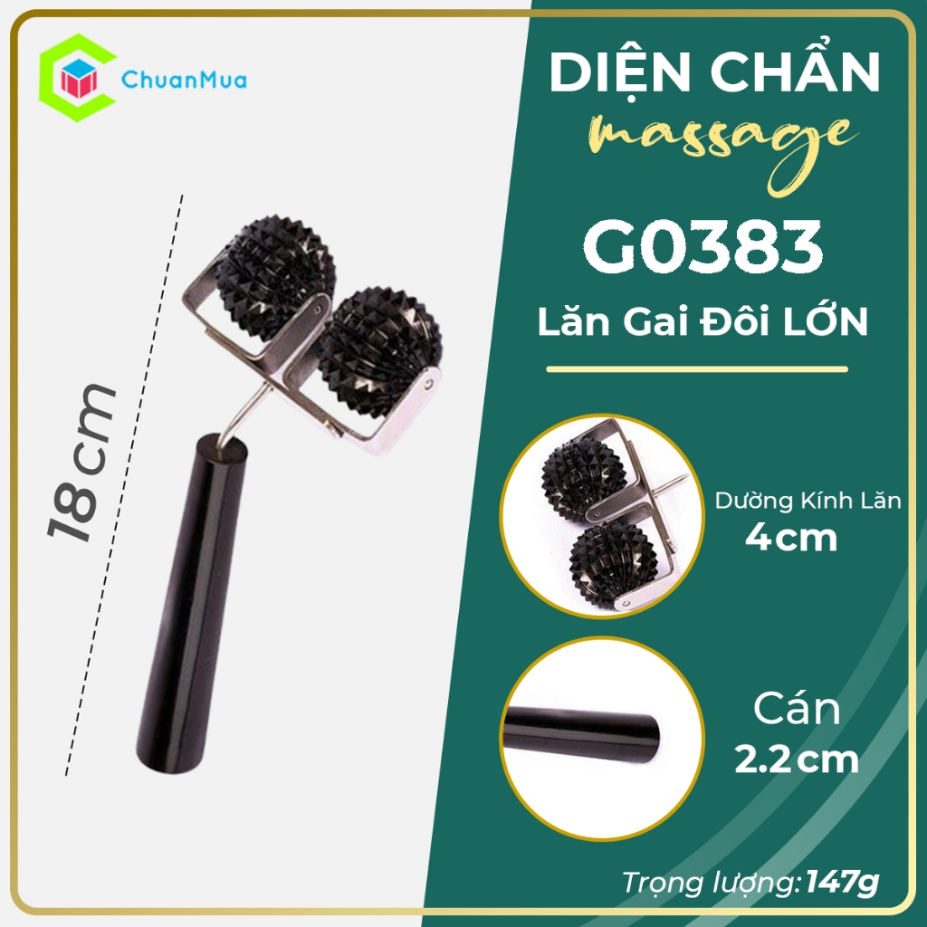 Cây Lăn Cầu Gai Đôi Lớn Mát Xa - Dụng Cụ Diện Chẩn ( Phụ Kiện Chuẩn Massage tay chân cổ toàn thân, chấn huyệt cạo gió )