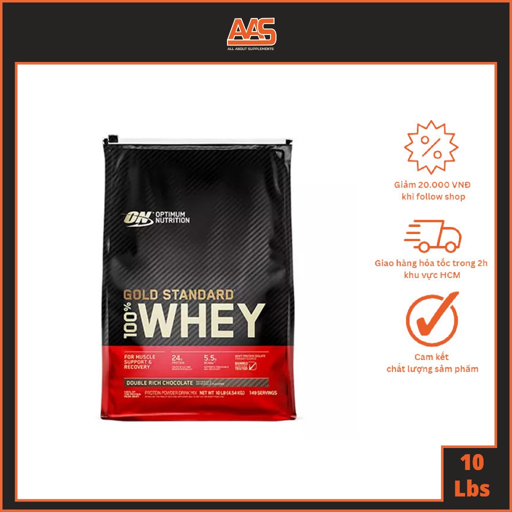 Bột protein Gold Standard 100% Whey - 10lbs - Optimum Nutrition