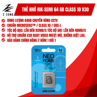 Thẻ Nhớ microSD v30 64/128 GB HIKVISION chuyên Camera bảo hành 7 năm tốc độ đọc 92MB/s, tốc độ ghi 30MB/s