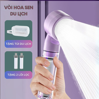 Vòi sen tăng áp mini lọc cặn 3 chế độ nước tắm cho bé mang đi du lịch tặng kèm túi đựng và 2 lõi lọc