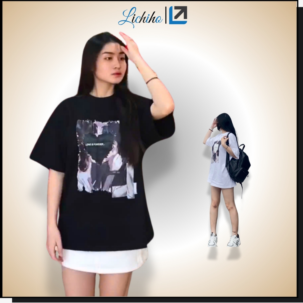 Áo Thun Nam Nữ Unisex Form Rộng  In Chữ Forever Love Ý Nghĩa Áo Phông Oversize Cotton Lichiho | BigBuy360 - bigbuy360.vn