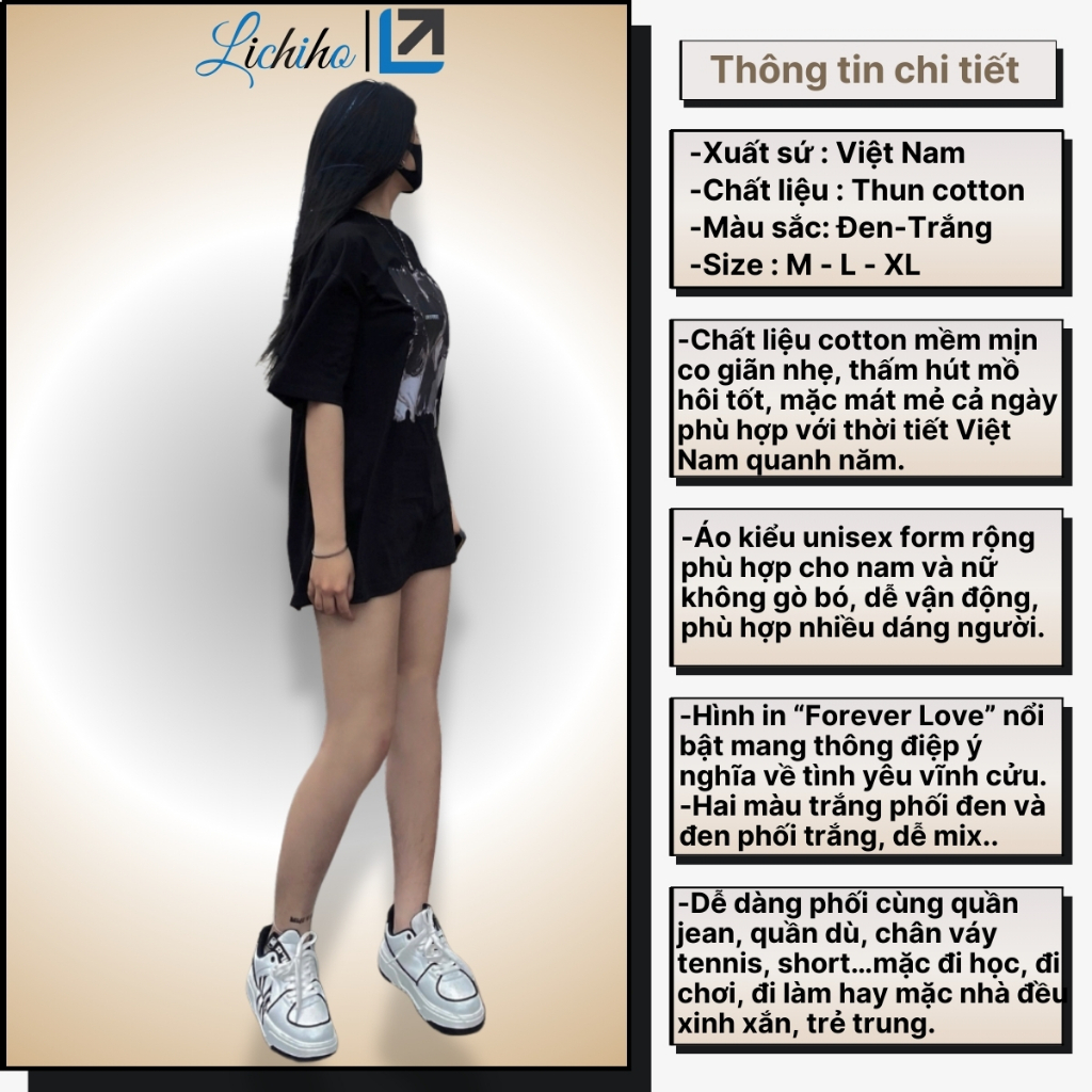 Áo Thun Nam Nữ Unisex Form Rộng  In Chữ Forever Love Ý Nghĩa Áo Phông Oversize Cotton Lichiho | BigBuy360 - bigbuy360.vn