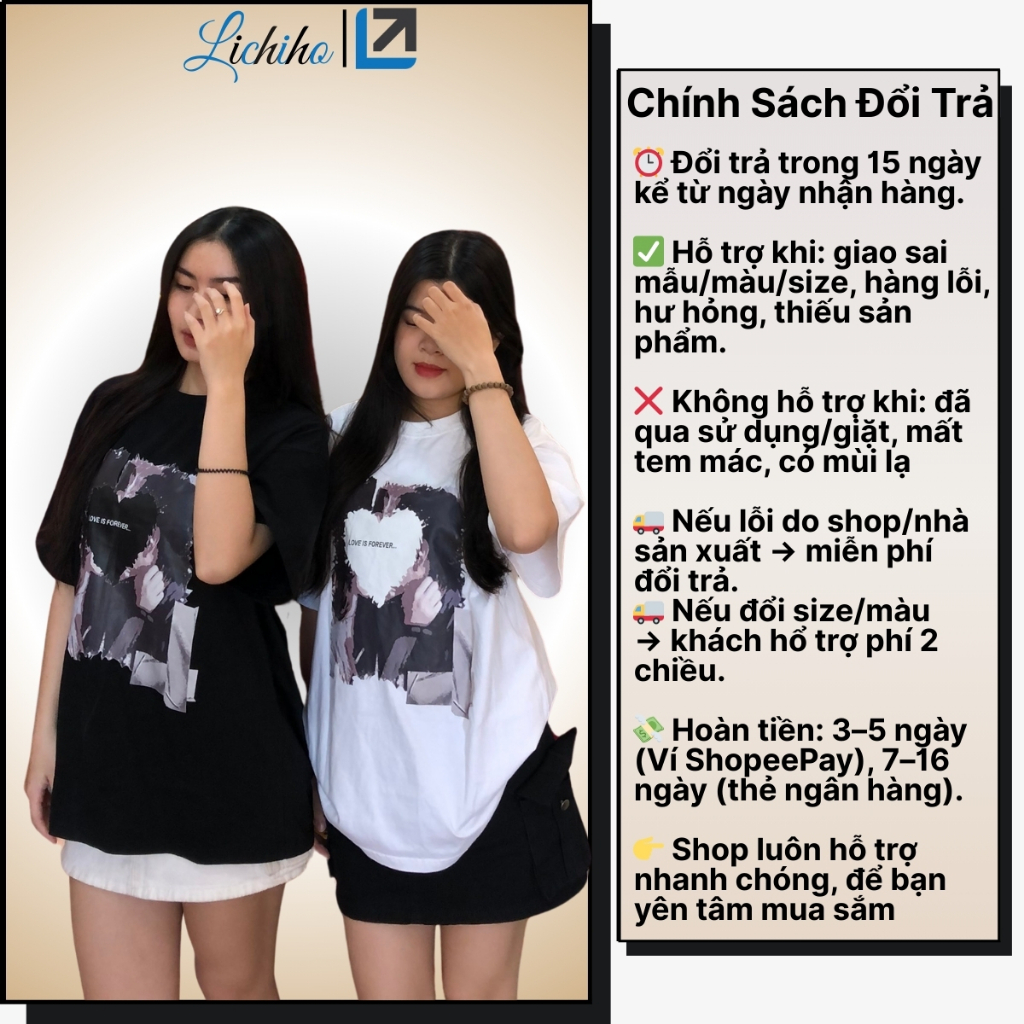 Áo Thun Nam Nữ Unisex Form Rộng  In Chữ Forever Love Ý Nghĩa Áo Phông Oversize Cotton Lichiho | BigBuy360 - bigbuy360.vn