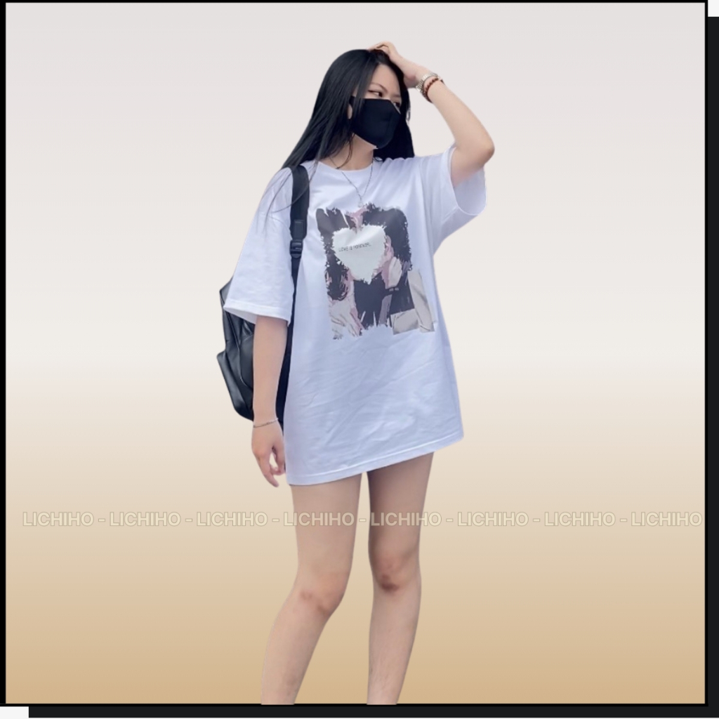 Áo Thun Nam Nữ Unisex Form Rộng  In Chữ Forever Love Ý Nghĩa Áo Phông Oversize Cotton Lichiho | BigBuy360 - bigbuy360.vn