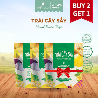 [MUA 2 TẶNG 1] Combo 2 Trái Cây Sấy Thập Cẩm Không Đường We'natur 50g (tặng 1 trái cây sấy thập cẩm không đường 50g)