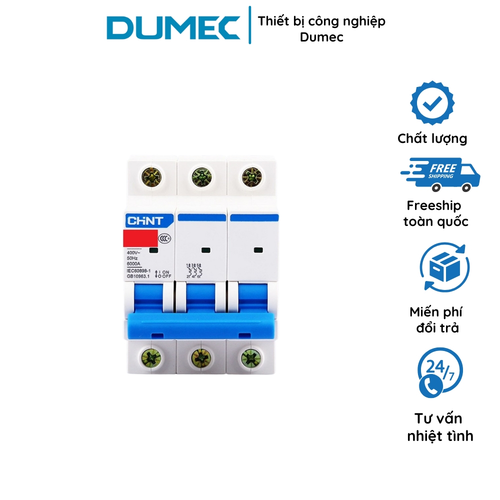 Cầu Dao Aptomat An Toàn MCB NXB-63 3P 6A-63A 3 Pha 6Ka Hãng CHINT An Toàn Bền Bỉ