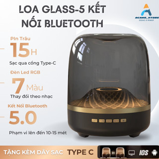 Loa GLASS-5  Bluetooth Speaker Siêu bass HIFI 128 màu, Công Suất Loa 30W ,Pin Trâu15H, |acano_store