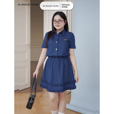Đầm sơ mi chun eo nhún bèo gấu BIGSIZE (55kg đến 95kg) – 25HYD252  - [BU Bigsize Young]