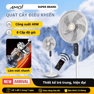 Quạt Cây Điều Khiển Từ Xa AMOI 8 Chế Độ Gió Làm Mát Nhanh, Quạt Cây Đứng 5 Cánh Tiết Kiệm Điện