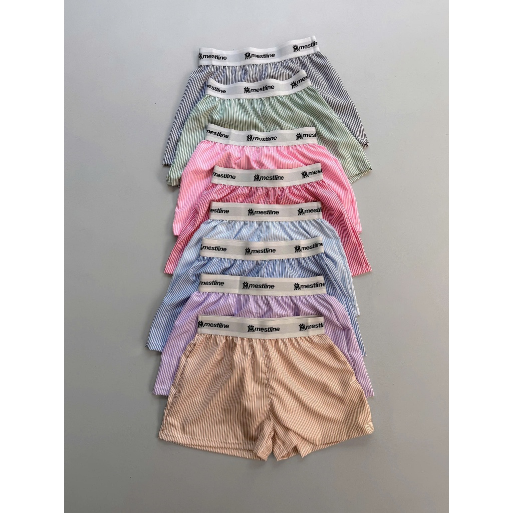 Quần ngủ MMESTLINE "SLEEP SHORT" form trên gối chất liệu kate sọc thoáng mát lưng thun | BigBuy360 - bigbuy360.vn