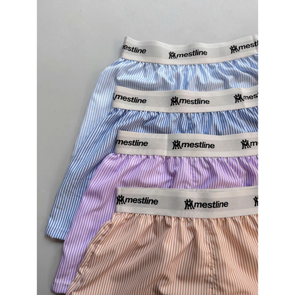 Quần ngủ MMESTLINE "SLEEP SHORT" form trên gối chất liệu kate sọc thoáng mát lưng thun | BigBuy360 - bigbuy360.vn