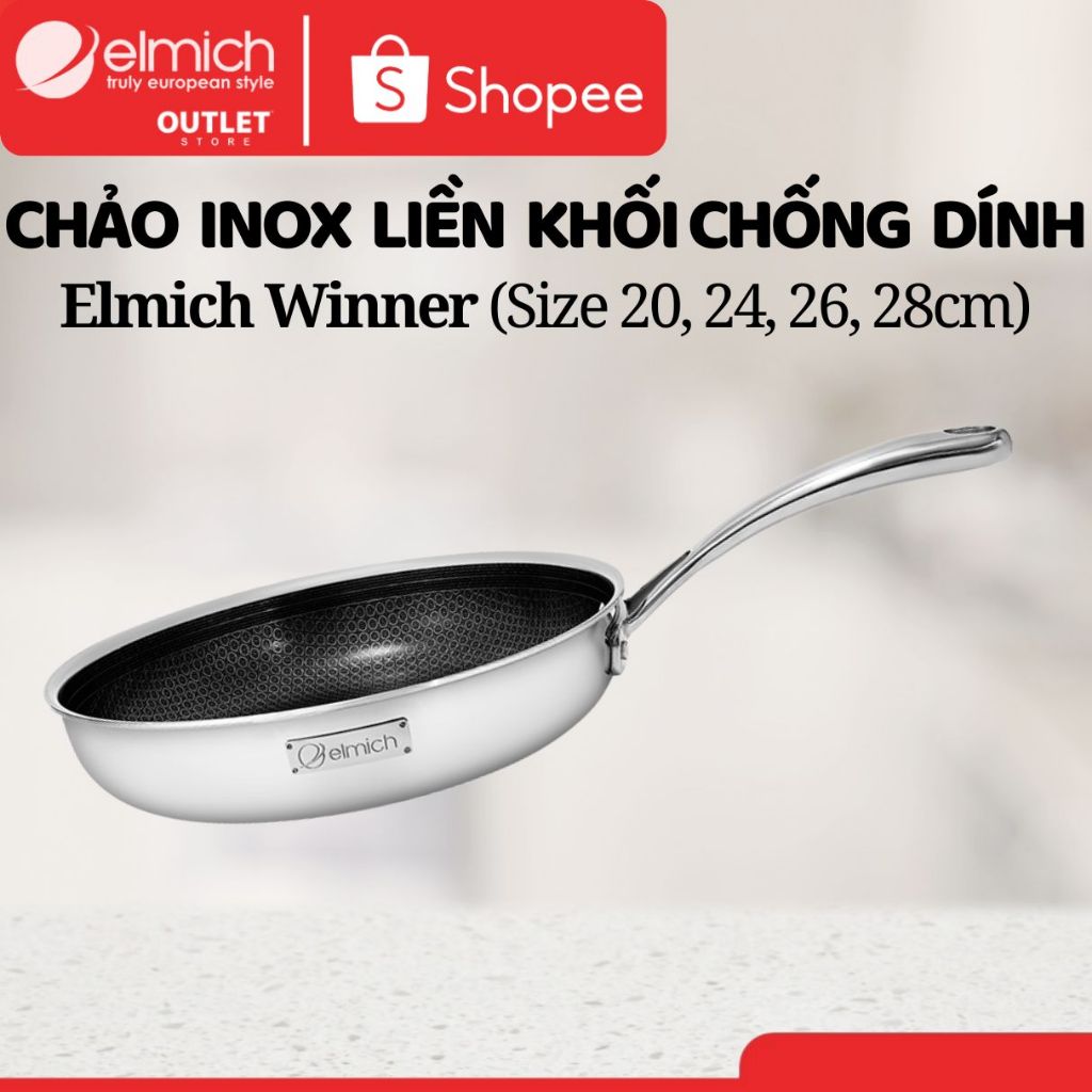  Chảo Chống Dính Tổ Ong Elmich Winner EL2868IC | Chảo INOX Nguyên Khối Elmich Chính Hãng Size 20-28cm 