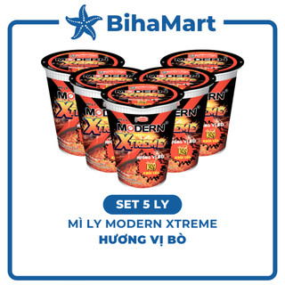   SET 5 LY  - ACECOOK - Mì ly Modern Xtreme hương vị Bò Mì bò Modern Xtreme ly Mì Modern Extreme ly ăn liền  65g ly  
