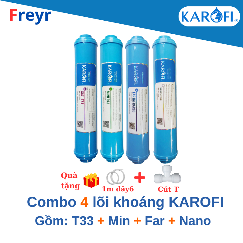 Combo 4 lõi lọc nước chức năng Karofi 5678 chính hãng, T33, Mineral, Far, Nano bổ sung khoáng cho nước, cân bằng PH