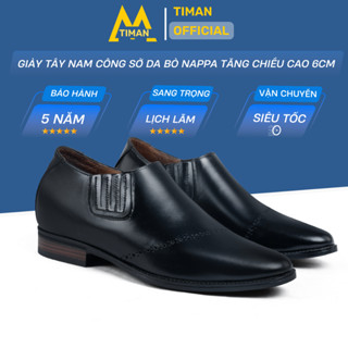  Giày tây da nam Timanvn kiểu lười chất liệu da bò công sở đẹp trung niên cao cấp bảo hành 5 năm GT89 
