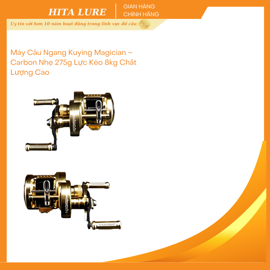 Máy Câu Ngang Kuying Magician Carbon Nhẹ 275g Lực Kéo 8kg Chất Lượng Cao
