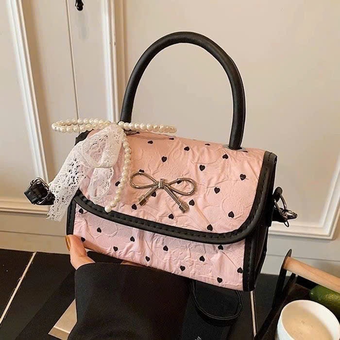Túi đeo chéo phối nơ màu hồng dễ thương phù hợp phong cách thường ngày - DK024 | BigBuy360 - bigbuy360.vn