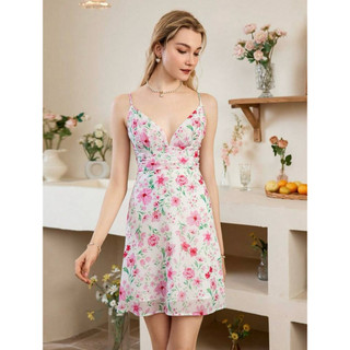 Đầm 2 dây hoa lá