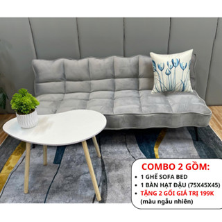  Combo Ghế Sofa Bed KAHOME xám đậm bàn hạt đậu Ghế Sofa Giường Cao Cấp Decor Phòng Khách 
