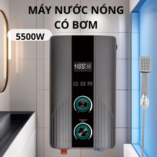 Máy nước nóng trực tiếp có bơm,máy nóng lạnh xám 2 núm mới làm nóng nhanh trong 5 giây có điều chỉnh nhiệt và tốc độ bơm