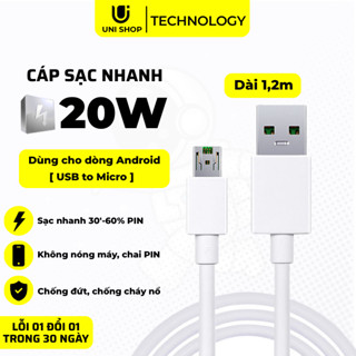 Dây Sạc Micro Usb, Dây Sạc Android Dài 1,2 Mét Mềm Dẻo Chống Rối, Chống Đứt Bảo Hành 12 Tháng Lỗi 1 Đổi 1 Uni Shop
